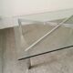 Table basse metal et verre 1970