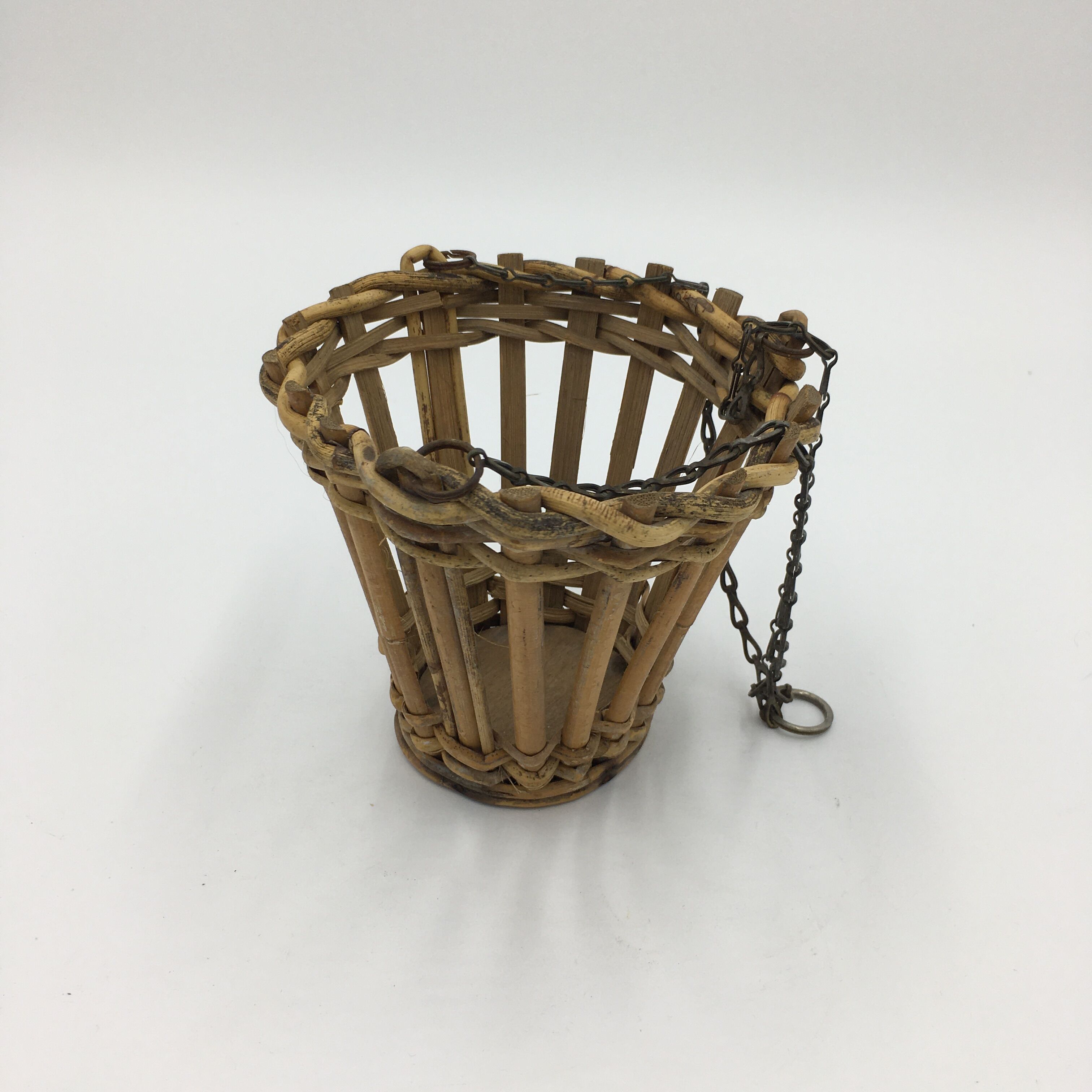 Suspended rattan basket duo
