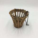 Suspended rattan basket duo