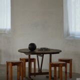 Mid-20th century, set of 4 vintage stackable pine stools, Danish design.