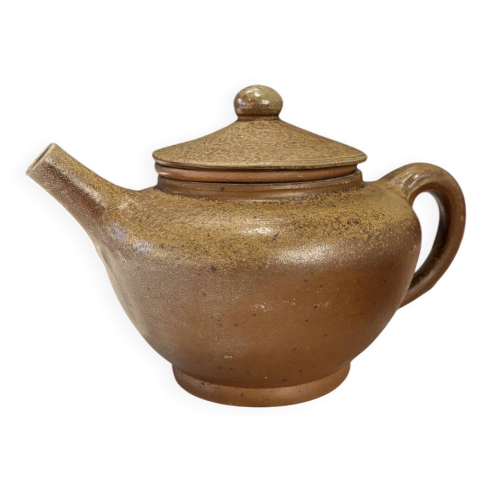 Brown glazed stoneware teapot