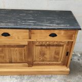 Furniture two sliding doors waxed pine above black patina