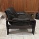 Pair of Scandinavian armchairs in leather and rosewood.
