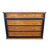 Chest of drawers in oak and gray marble, France 19th century