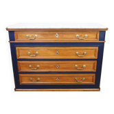 Chest of drawers in oak and gray marble, France 19th century