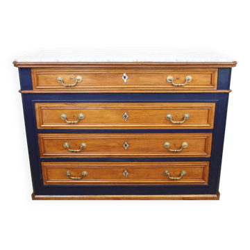 Commode en chêne et marbre gris, France XIXème
