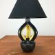 Yellow and black ceramic lamp, Vallauris