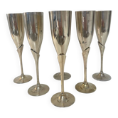 Set of 6 silver-plated champagne flutes – 1970s