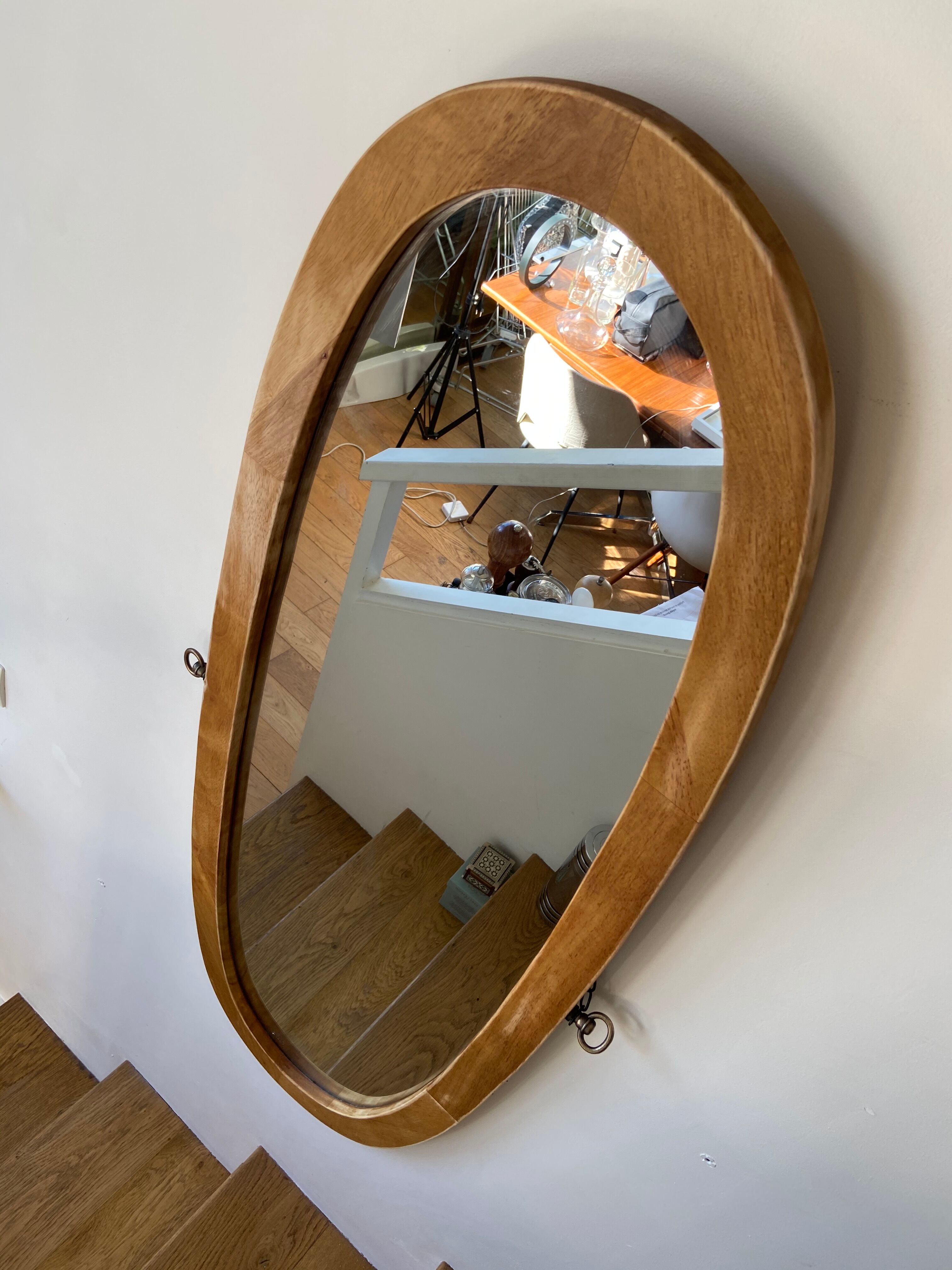 Miroir ovale en bois 118 x 42 cm