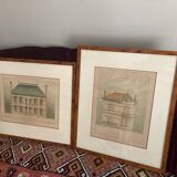 Pair of engravings of early 20th century architectural projects