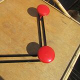 vintage black and red iron coat rack