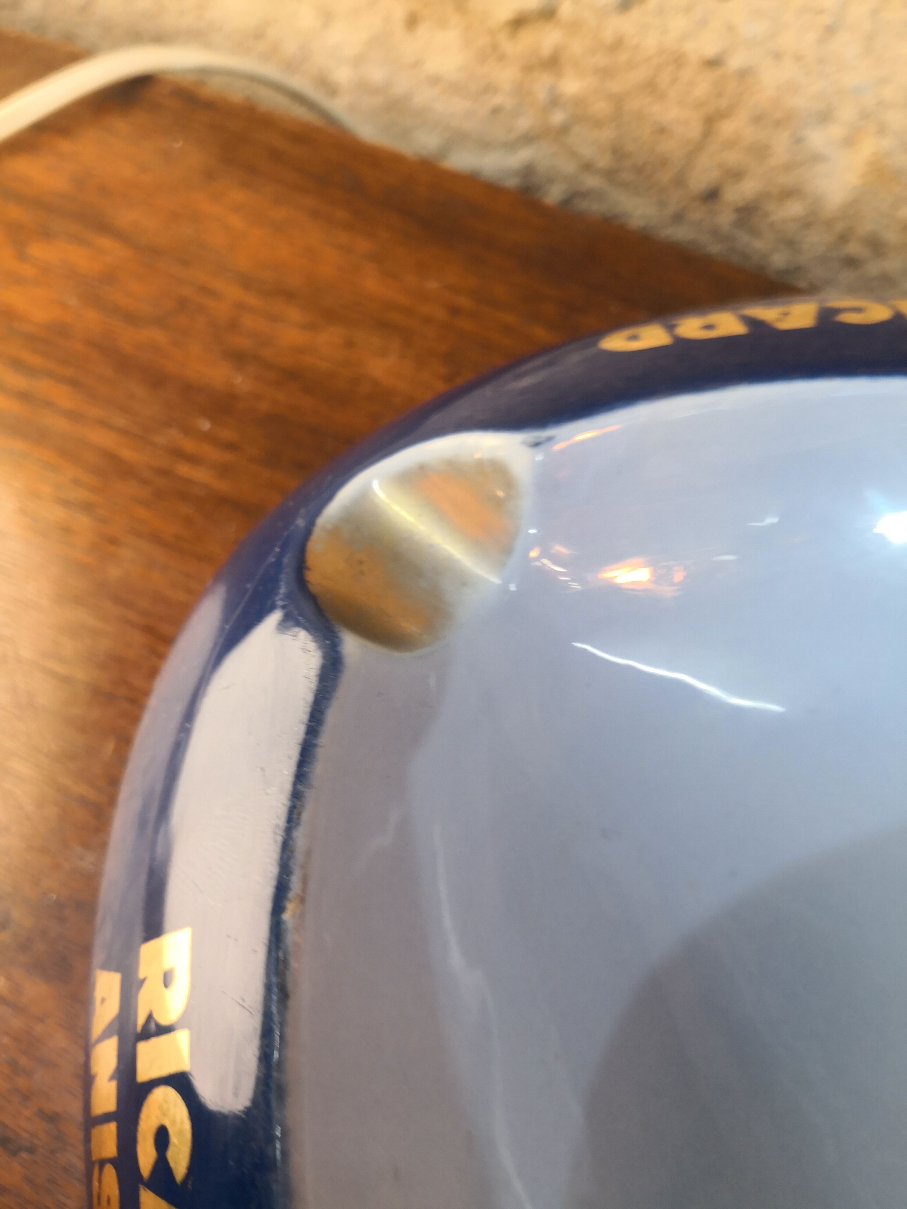 blue and gold Ricard advertising ashtray, ceramic