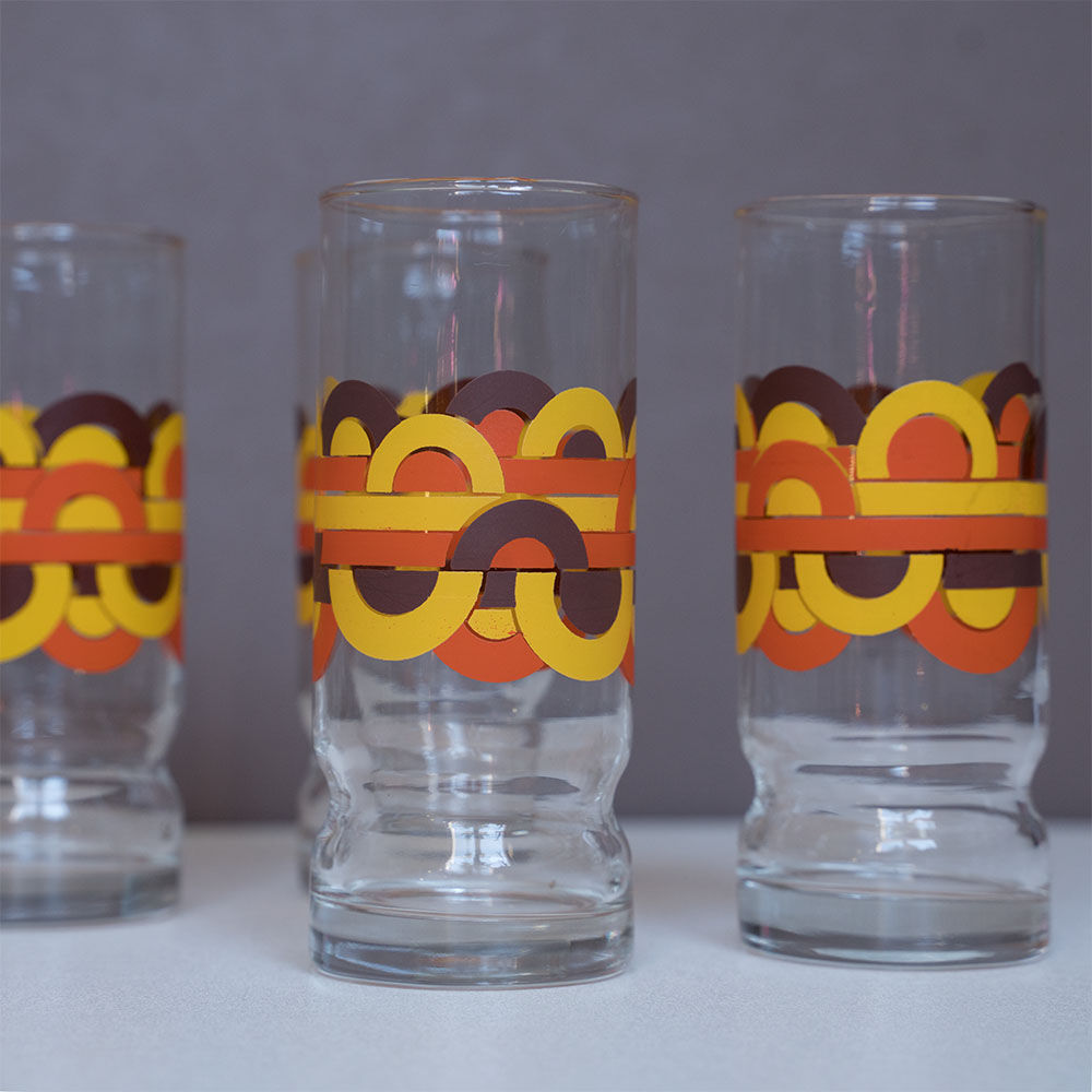 Set of long drink glasses, 70s