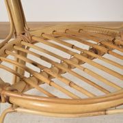 Old round rattan table, vintage from the 70s - 80s. Small table, or side table.
