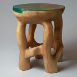 Unique Carved Stool From Single Piece of Wood