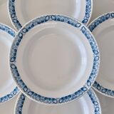 9 antique ironstone plates signed Longchamp "Marcel"