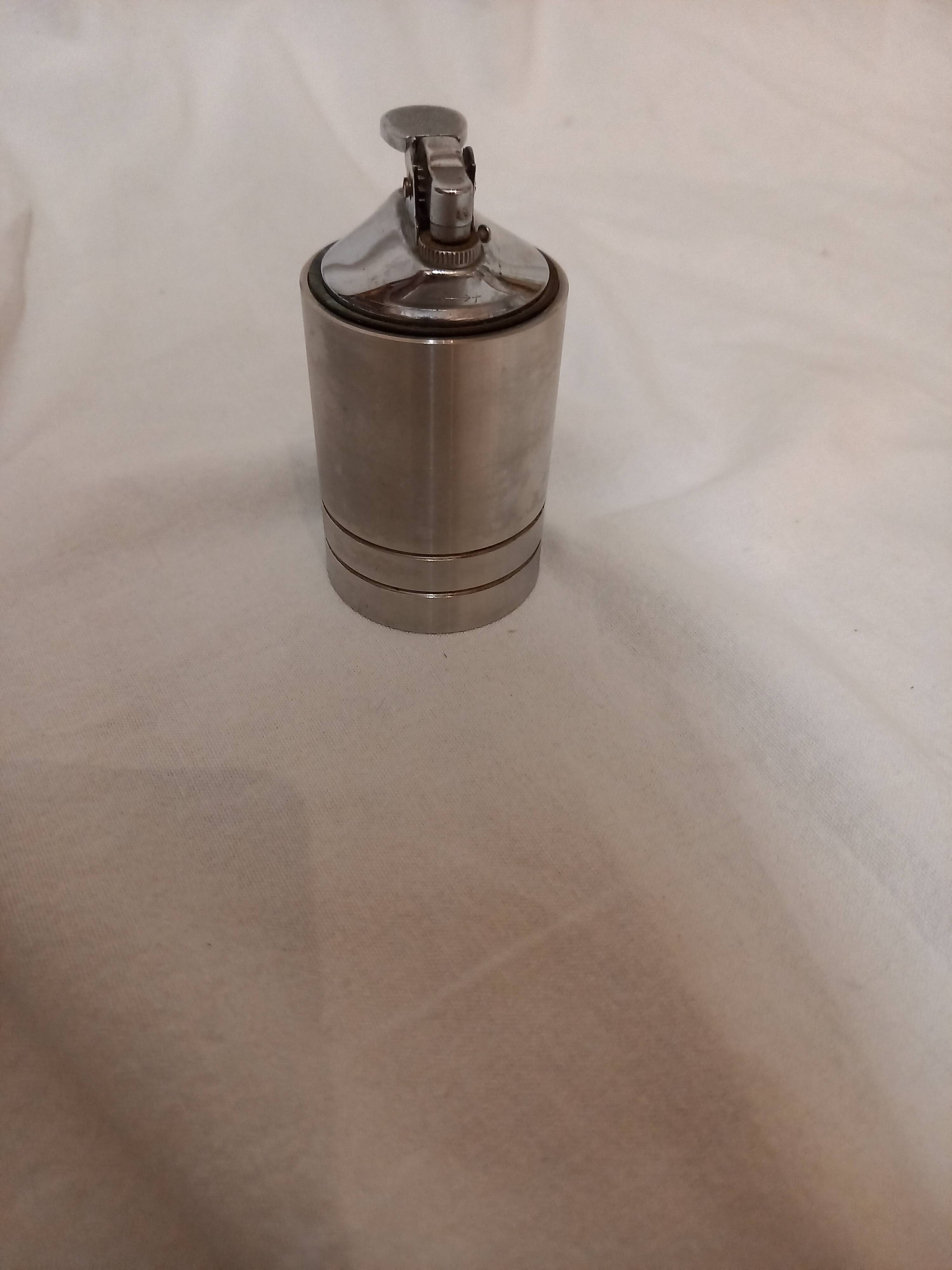 Chrome steel table lighter, vintage 1970s