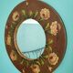 Vintage hand painted wooden round wall mirror