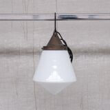 Mid-century opaline conical pendant light