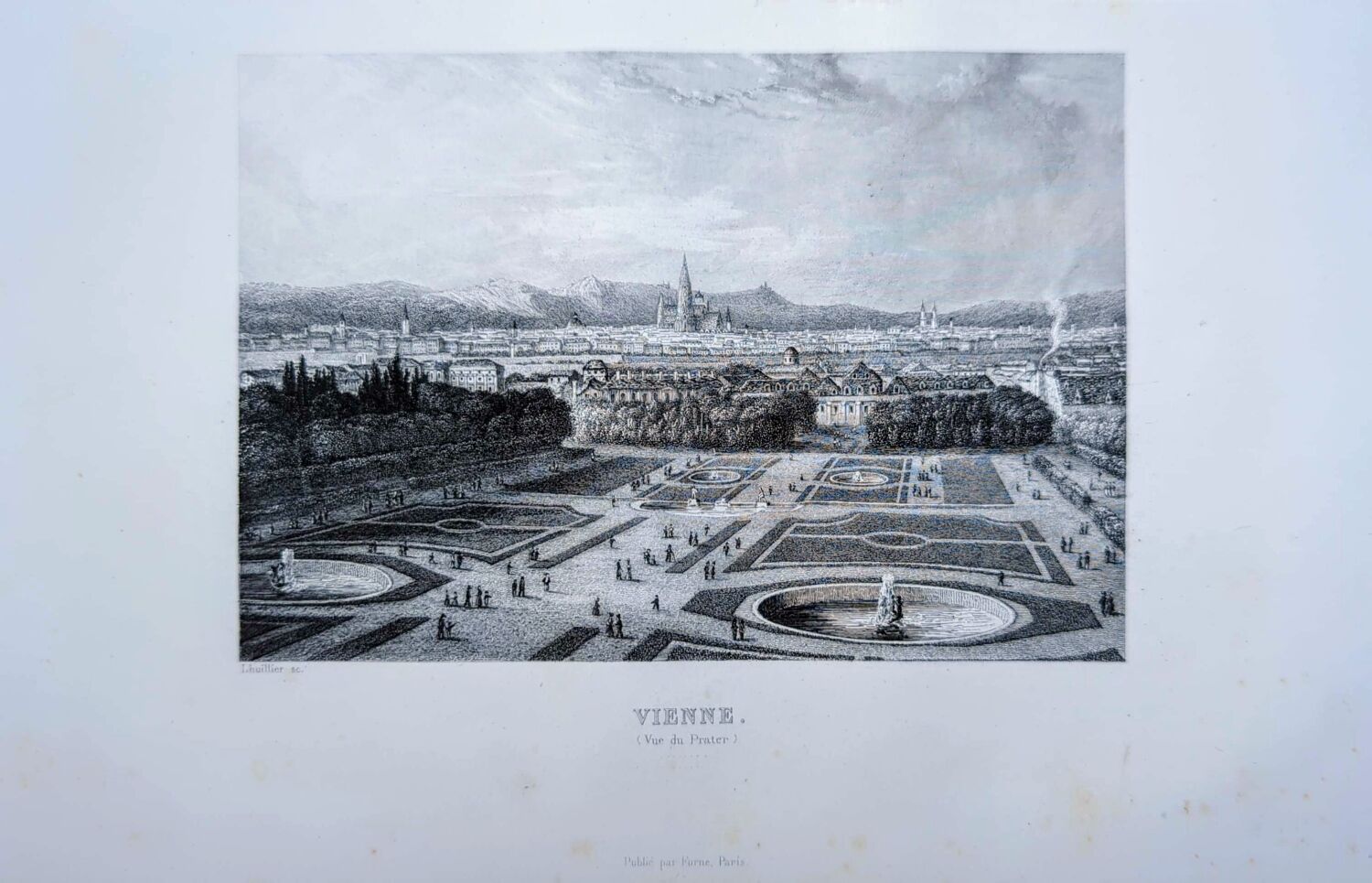 Vienna, Austria Vintage Engraving, 1841 Authentic.