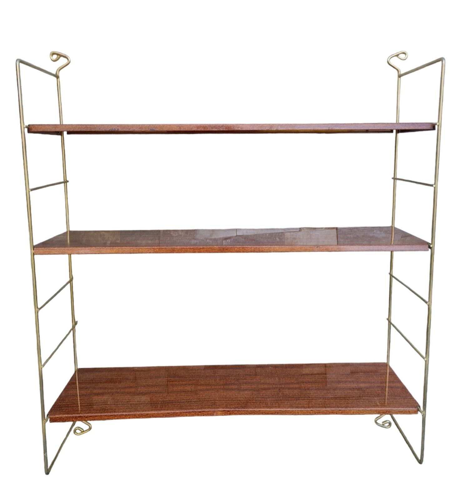Wall shelves style metal string imitation wood 60- 70s