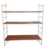 Wall shelves style metal string imitation wood 60- 70s