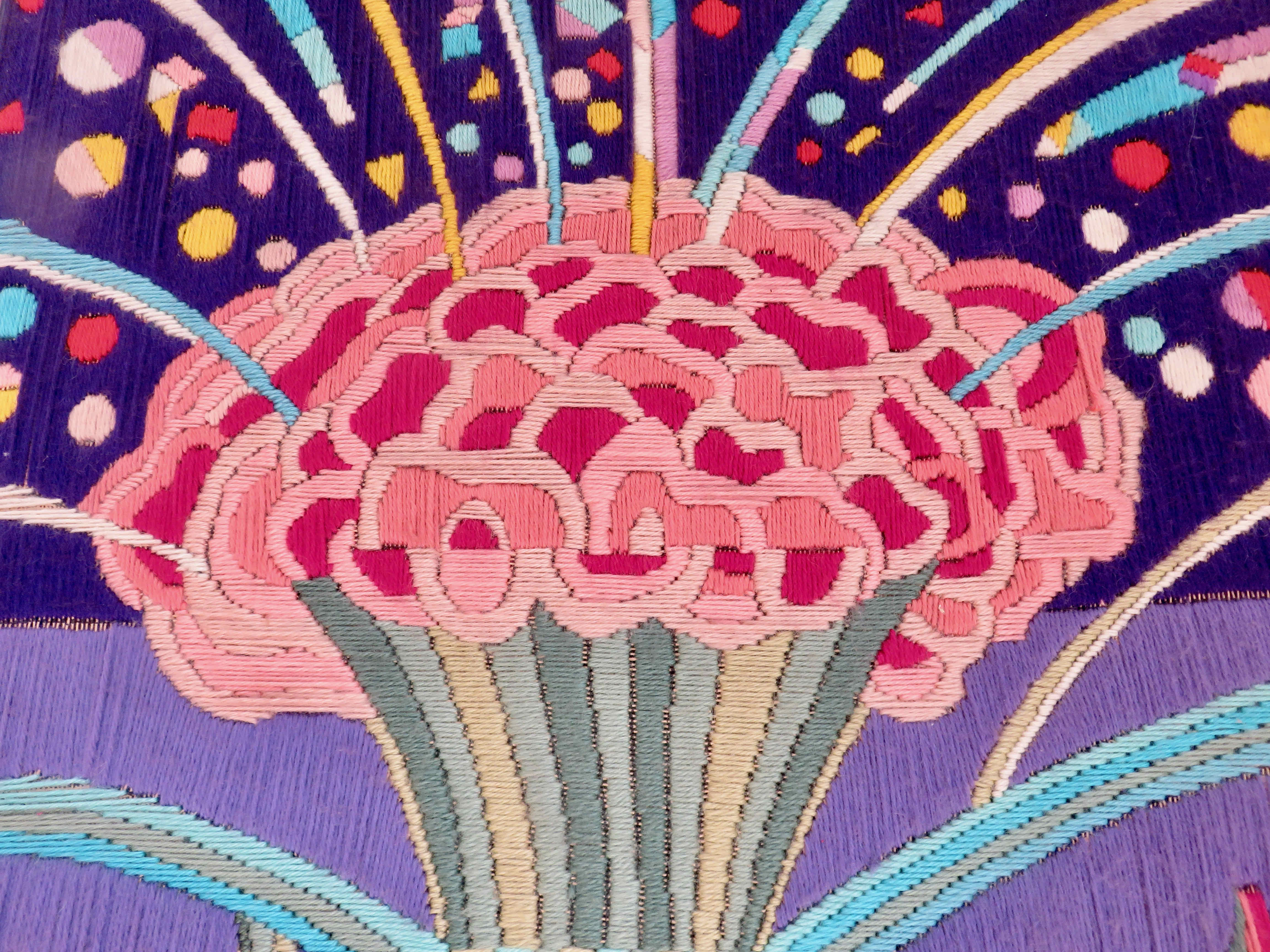 "Futuristic" wool tapestry, framed 70s