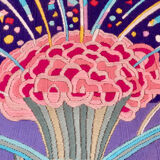 "Futuristic" wool tapestry, framed 70s