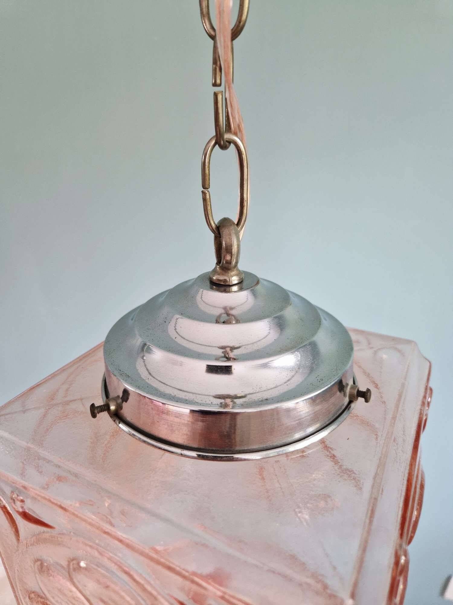 Art Deco pale pink glass pendant light, 1920s-30s