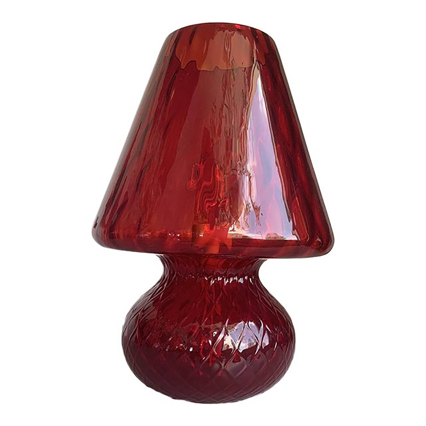 Italian Red Murano Glass Italian Techinch "Ballotton" Pattern