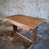 Antique trestle table in oak – France early 20th century – 110 cm