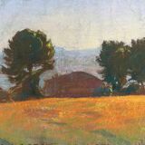 Paintings set of 4 drawings by Ed. Pannetier (1884-1965) Provence Côte d'Azur