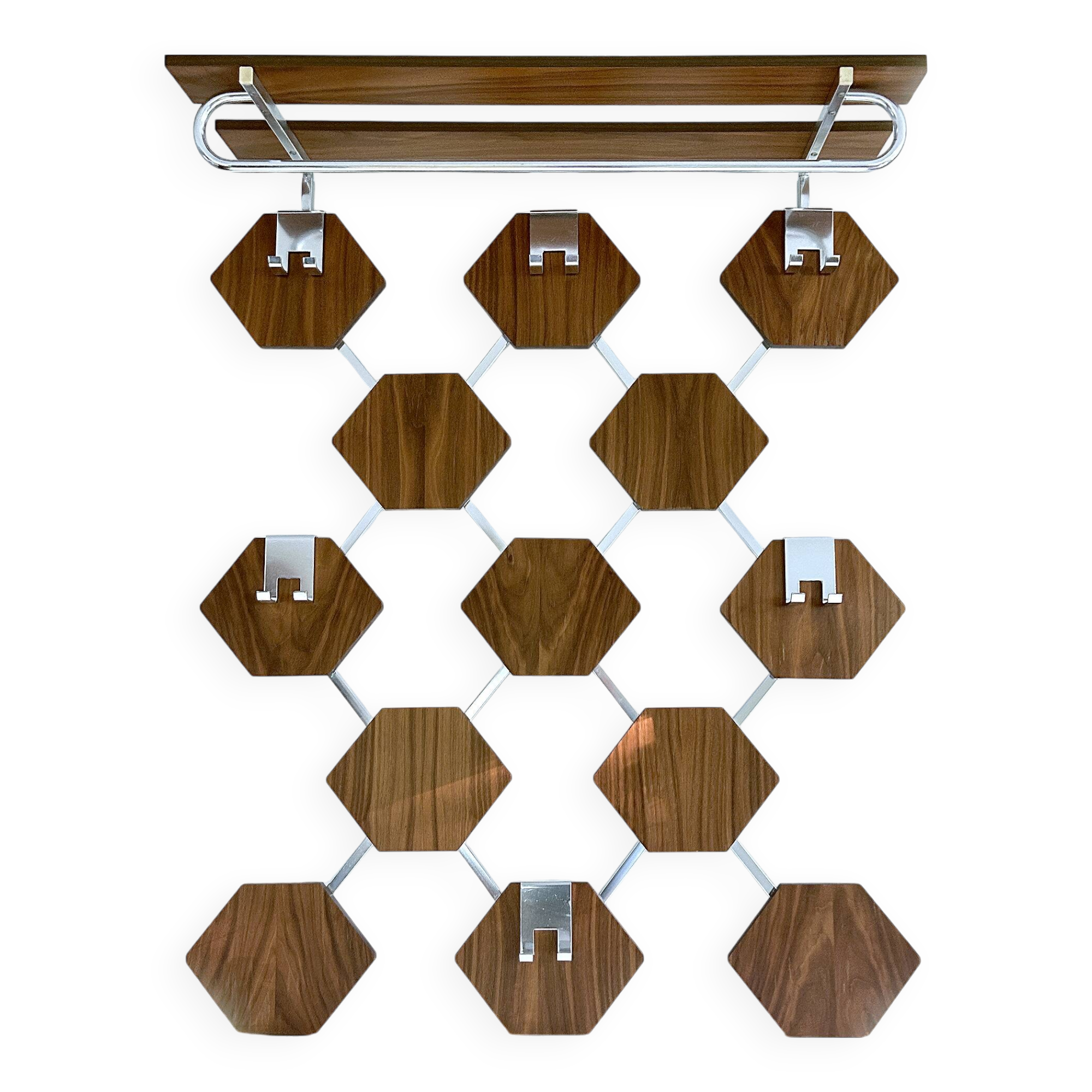 Large Vintage Scandinavian Coat Rack, Teak