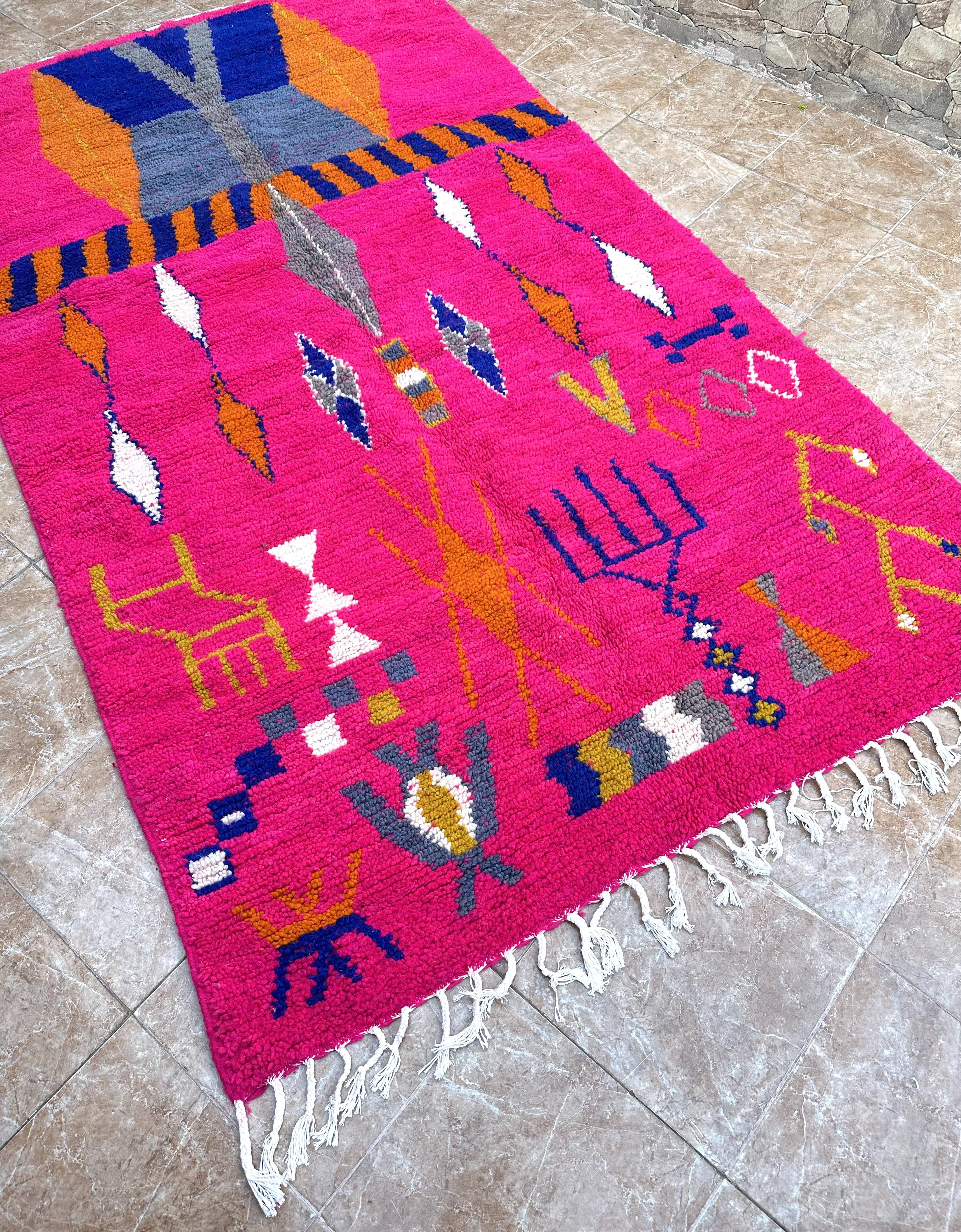 Authentic Moroccan Berber rug, Azilal, new and colorful, 256x150cm