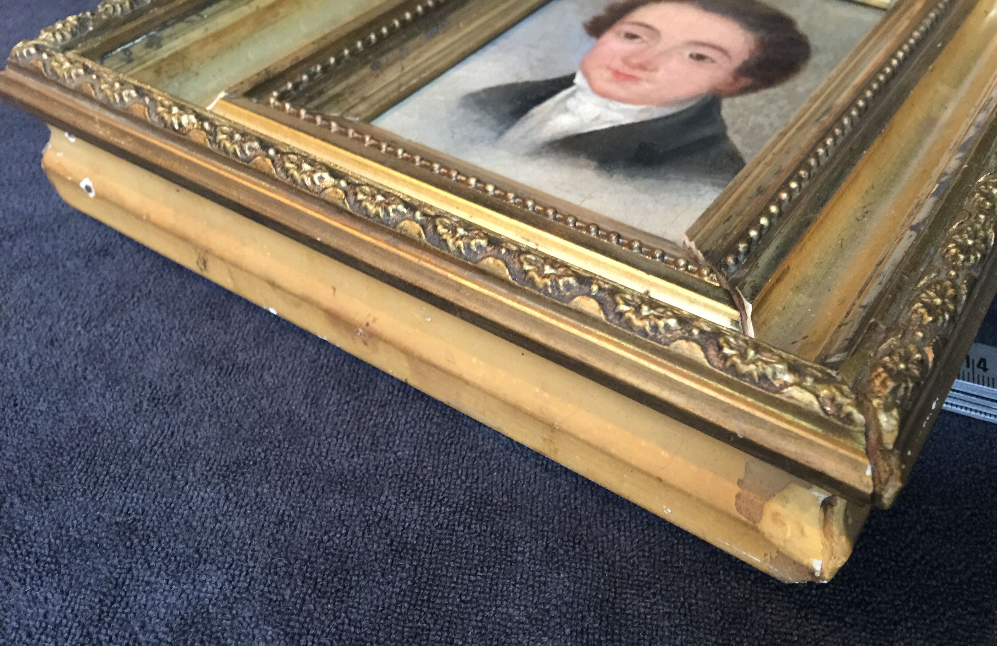 Oil on canvas mounted on panel "portrait of a young man" 19th century