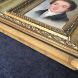 Oil on canvas mounted on panel "portrait of a young man" 19th century