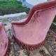 Pair of pink velvet toadstool armchairs