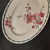 Plat de service décor fleurs vertes et roses