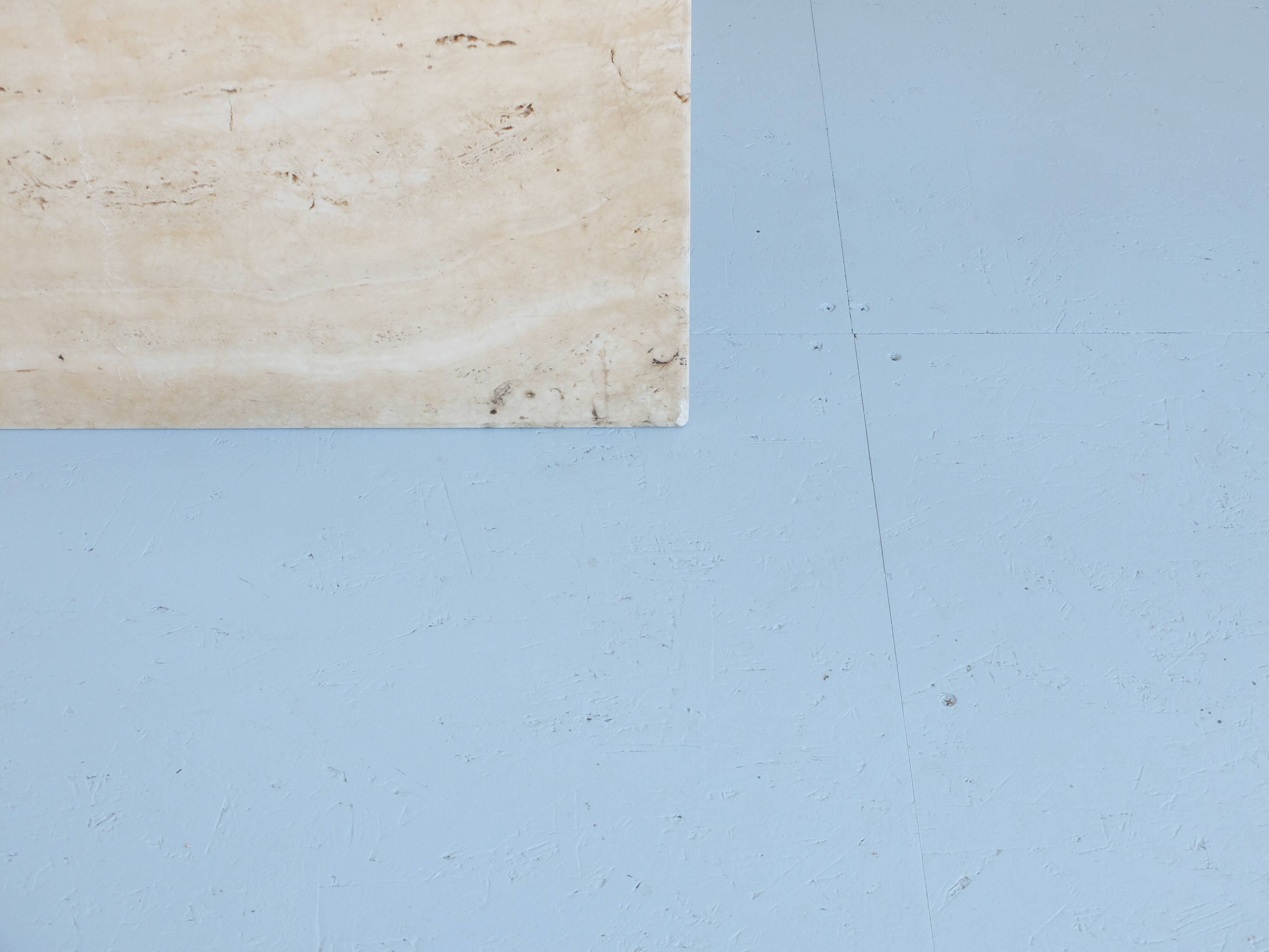 Chrome and travertine coffee table, Artelano France, 1980s.