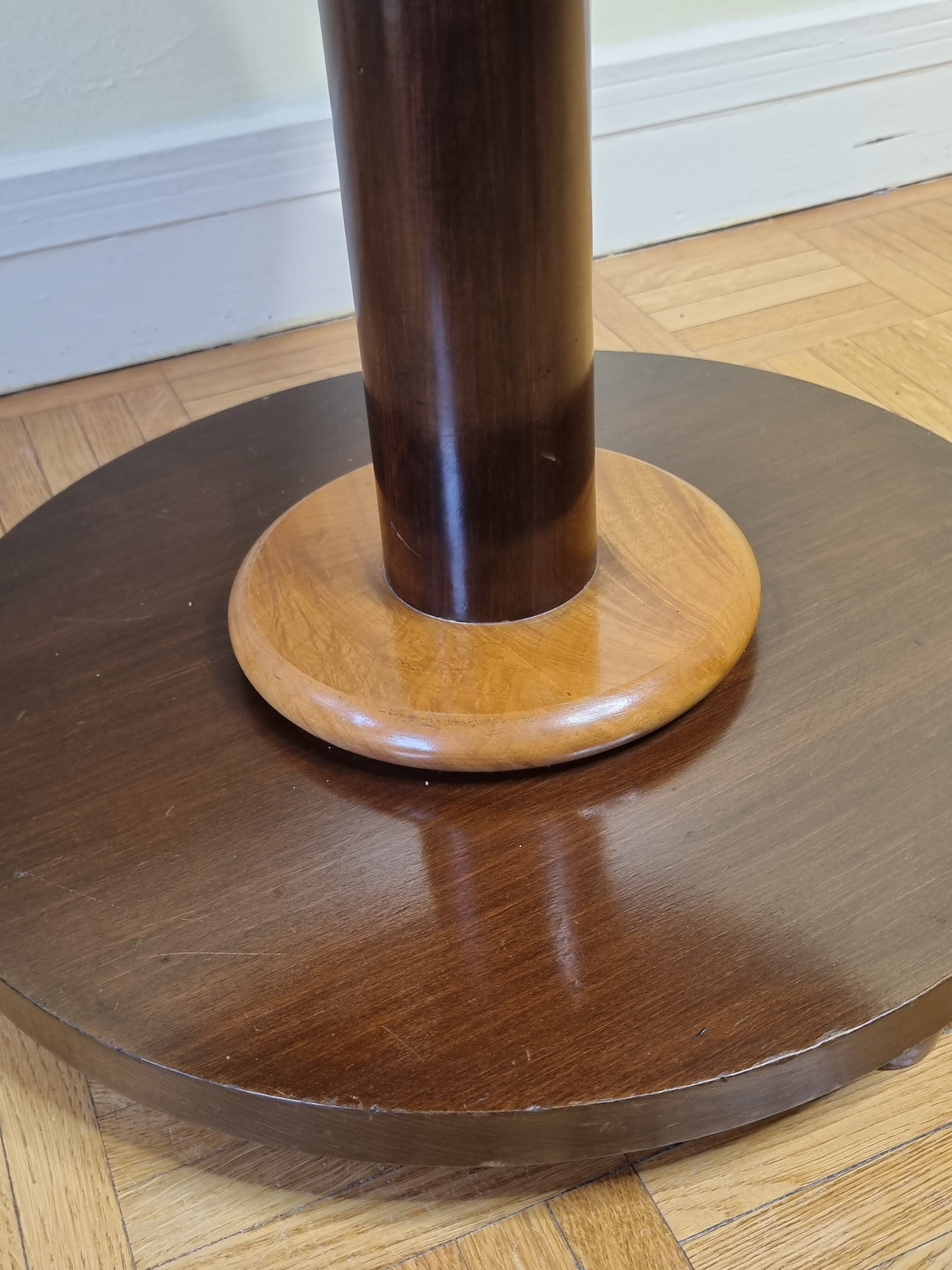 Solid wood pedestal table in Art Deco style