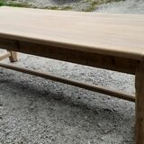 Farm table in solid oak raw wood 2 drawers