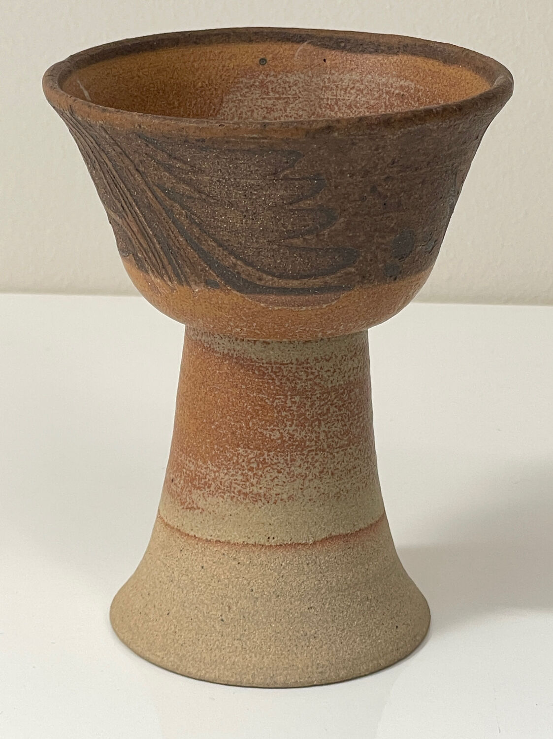 Vintage Scandinavian stoneware chalice cup, Höganäs style, 1960s.