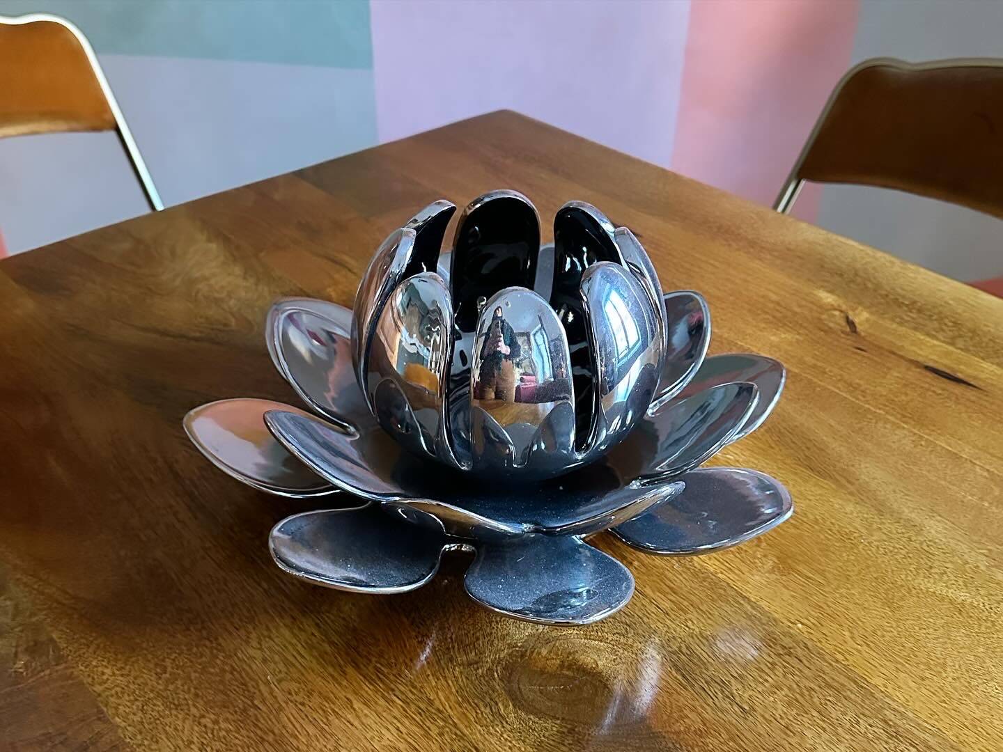 Vintage water lilies 3 silver ceramic dishes