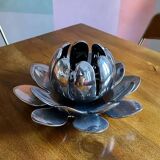 Vintage water lilies 3 silver ceramic dishes