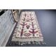 Vintage Turkish Oushak Handmade Wool Cotton White Runner Rug 111x343
