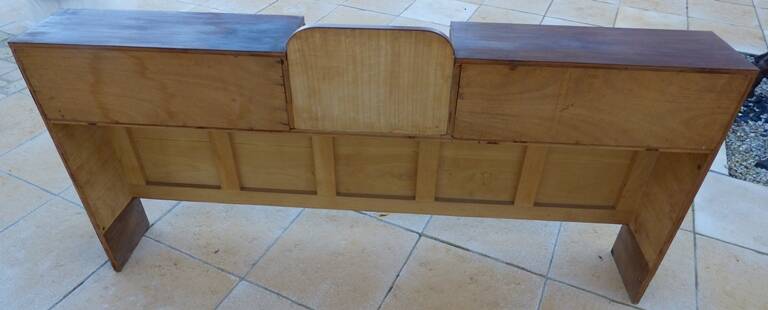 Art Deco headboard with two doors and 3 niches in walnut veneer