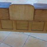 Art Deco headboard with two doors and 3 niches in walnut veneer