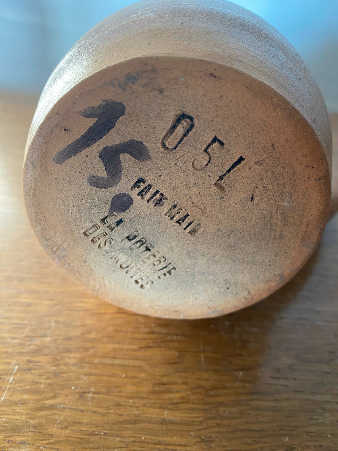 Antique pitcher la poterie des mottes stoneware brown beige vintage kitchen