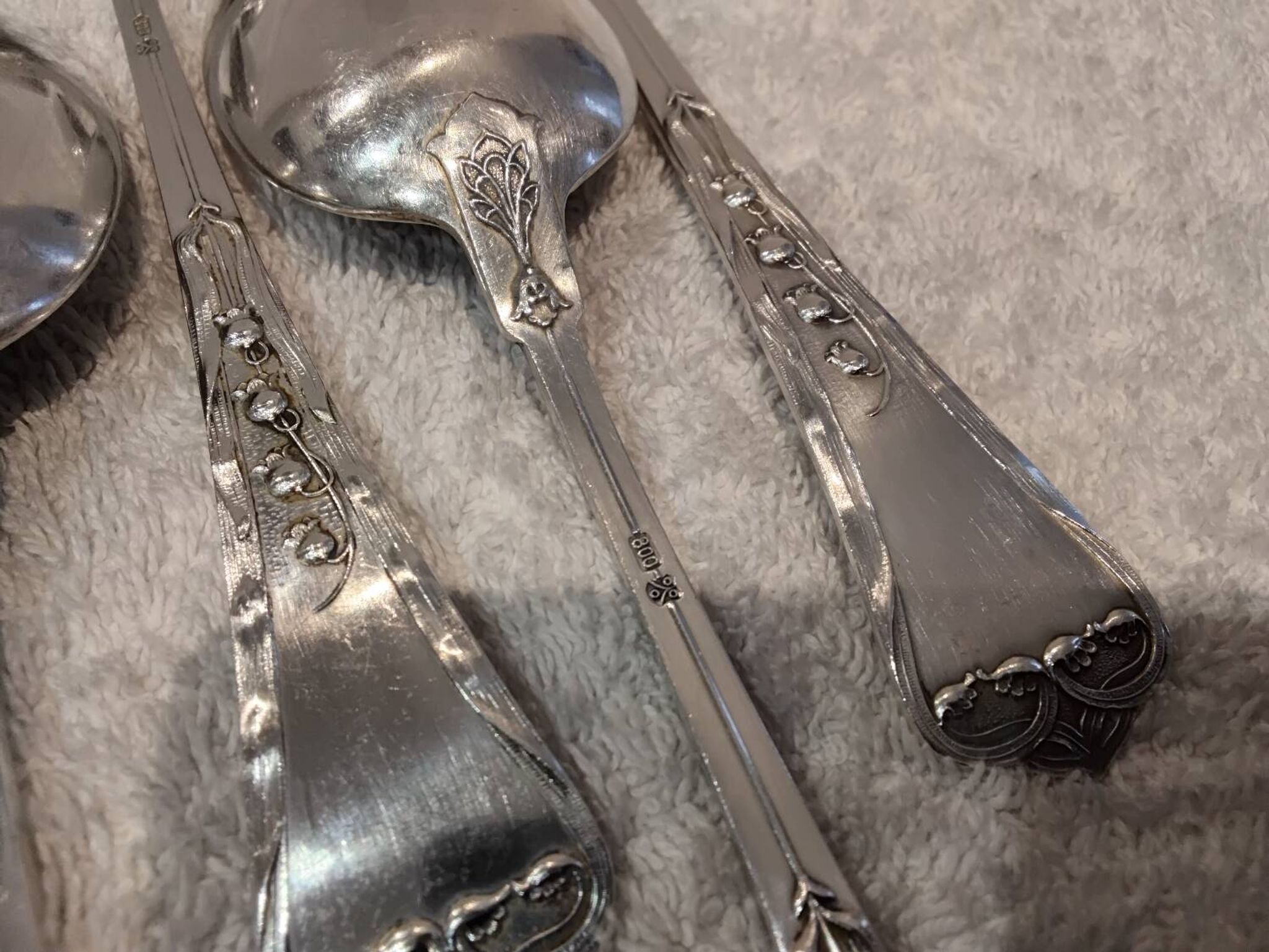 5 tablespoons 800 silver Swiss goldsmith Jezler model Muguet