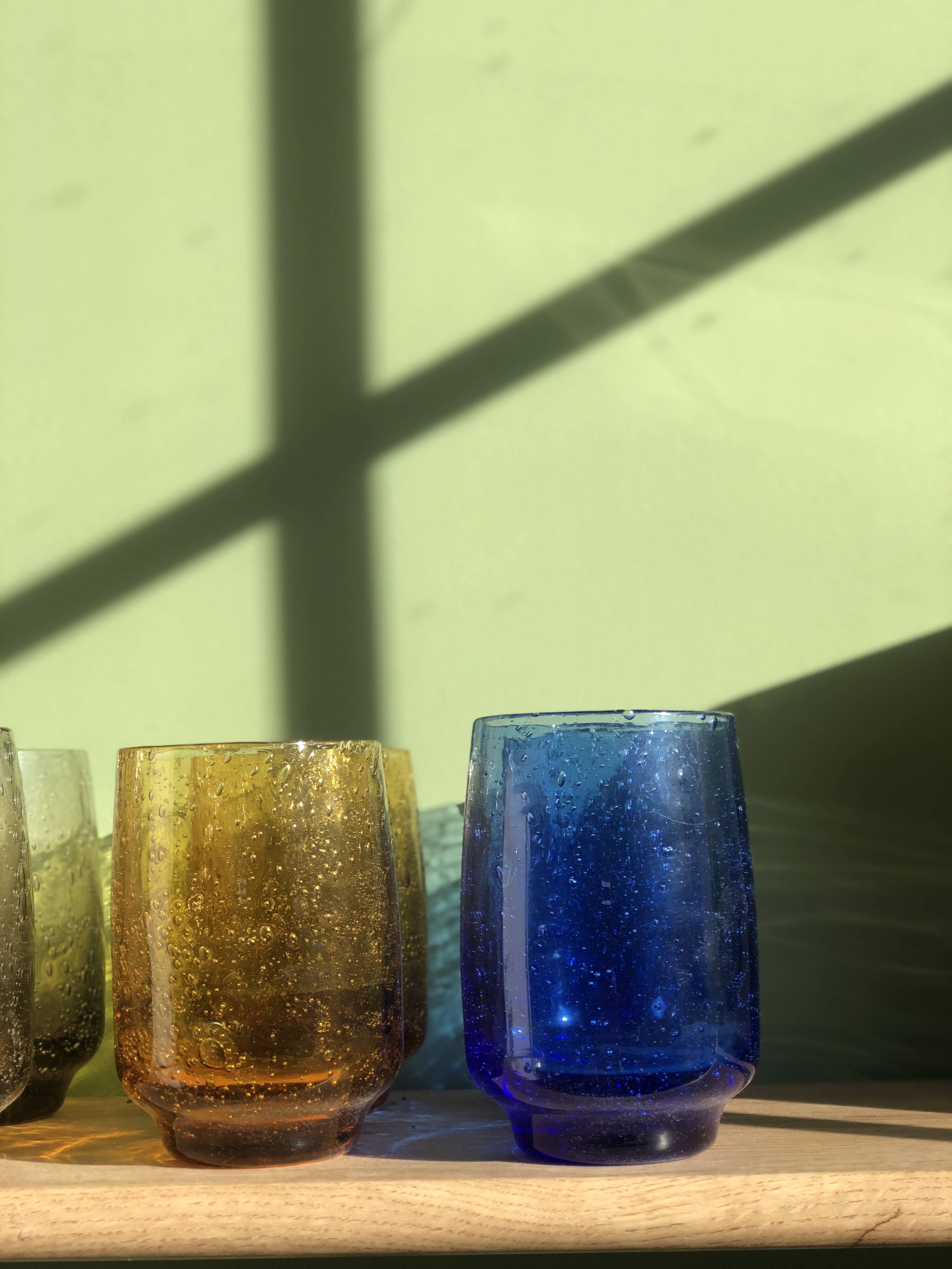 Lot de 6 verres bullés signés Riom